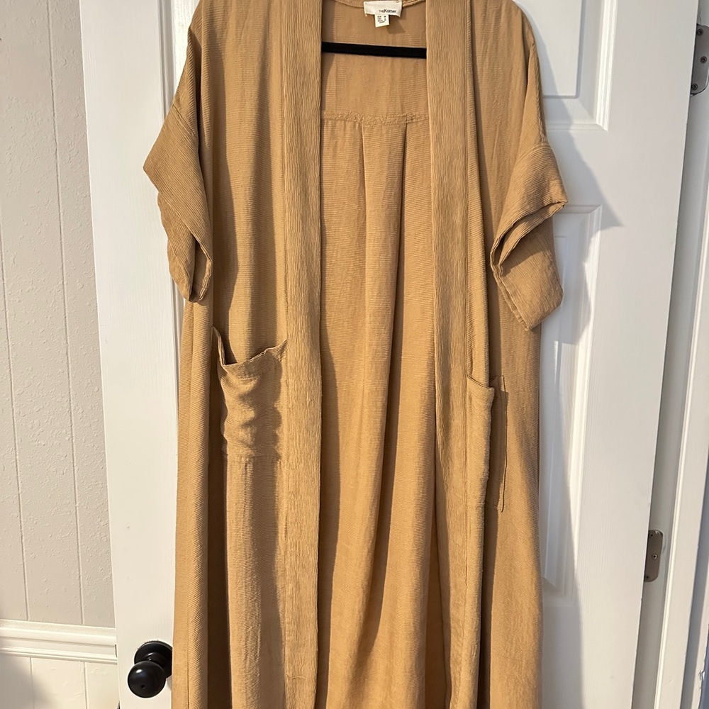 Casual Tan Open Front Cardigan